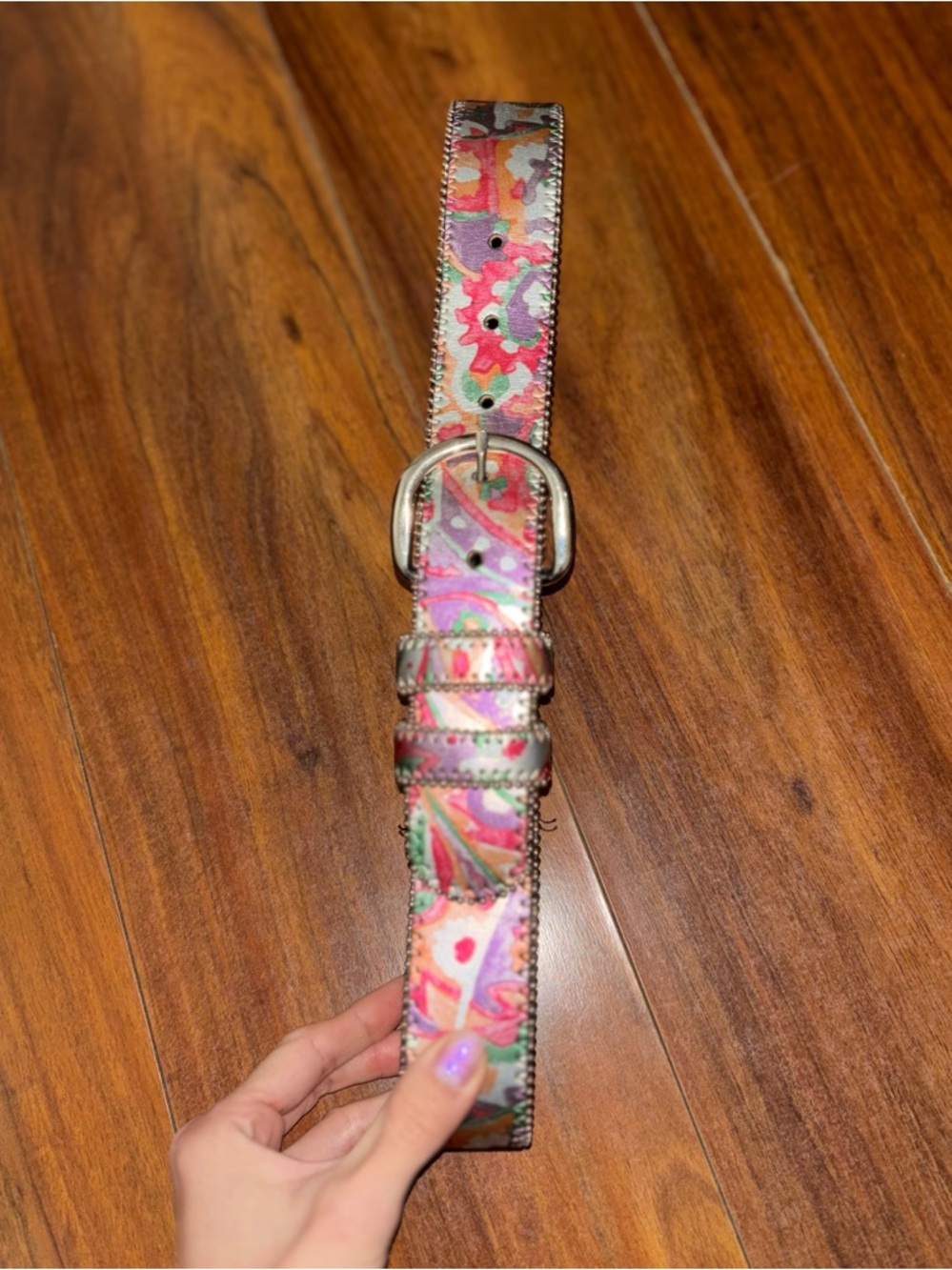Multicolor Pattern Leather Belt